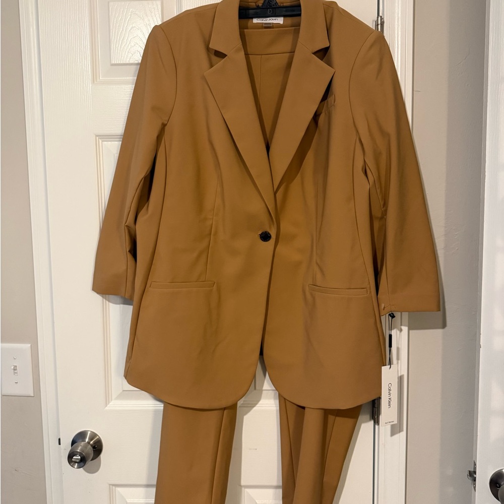 Calvin Klein Camel Blazer and Trousers Set